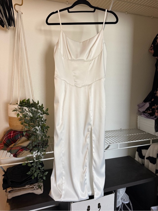 Amazon Dresses & Skirts - Amazon White Satin Midi Slip Dress